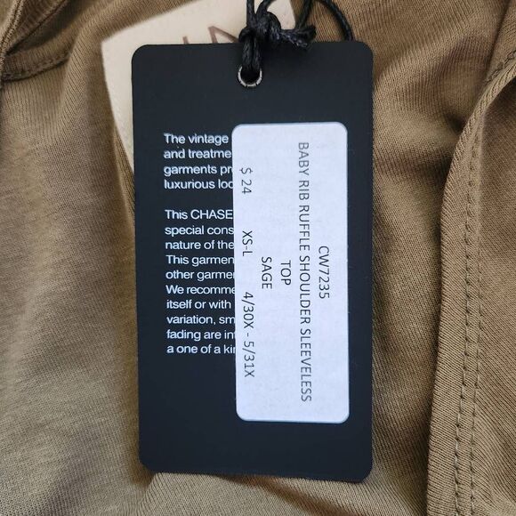 Chaser Army Green Knit Top Ruffle Top NWT Size Medium Olive Green Knit Top Green - Picture 7 of 7